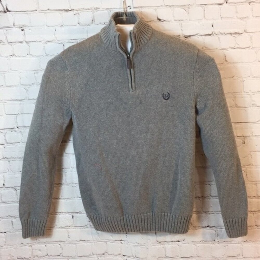 Chaps Mens Sweater 1/4 Zip Pullover Gray Long Sleeve Small